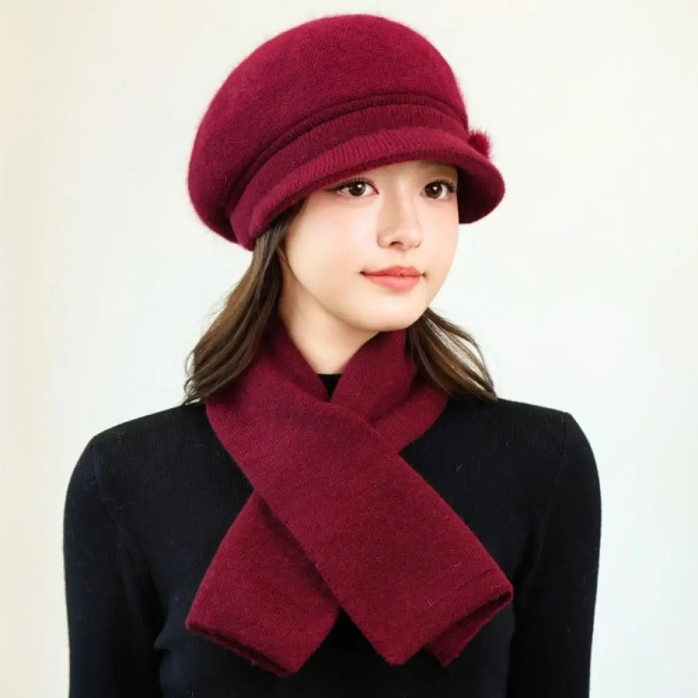 Winter Warm Knitted Beanie Hat Women Fashion Retro Style Elegant Soft Woolen Bonnet Comfortable Thermal Outdoor Daily Cap
