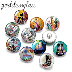 New Cartoon Cat Love Cats Pet Footprints 10pcs mix Round 12mm/18mm snap buttons for 12mm/18mm snap necklace DIY findings jewelry