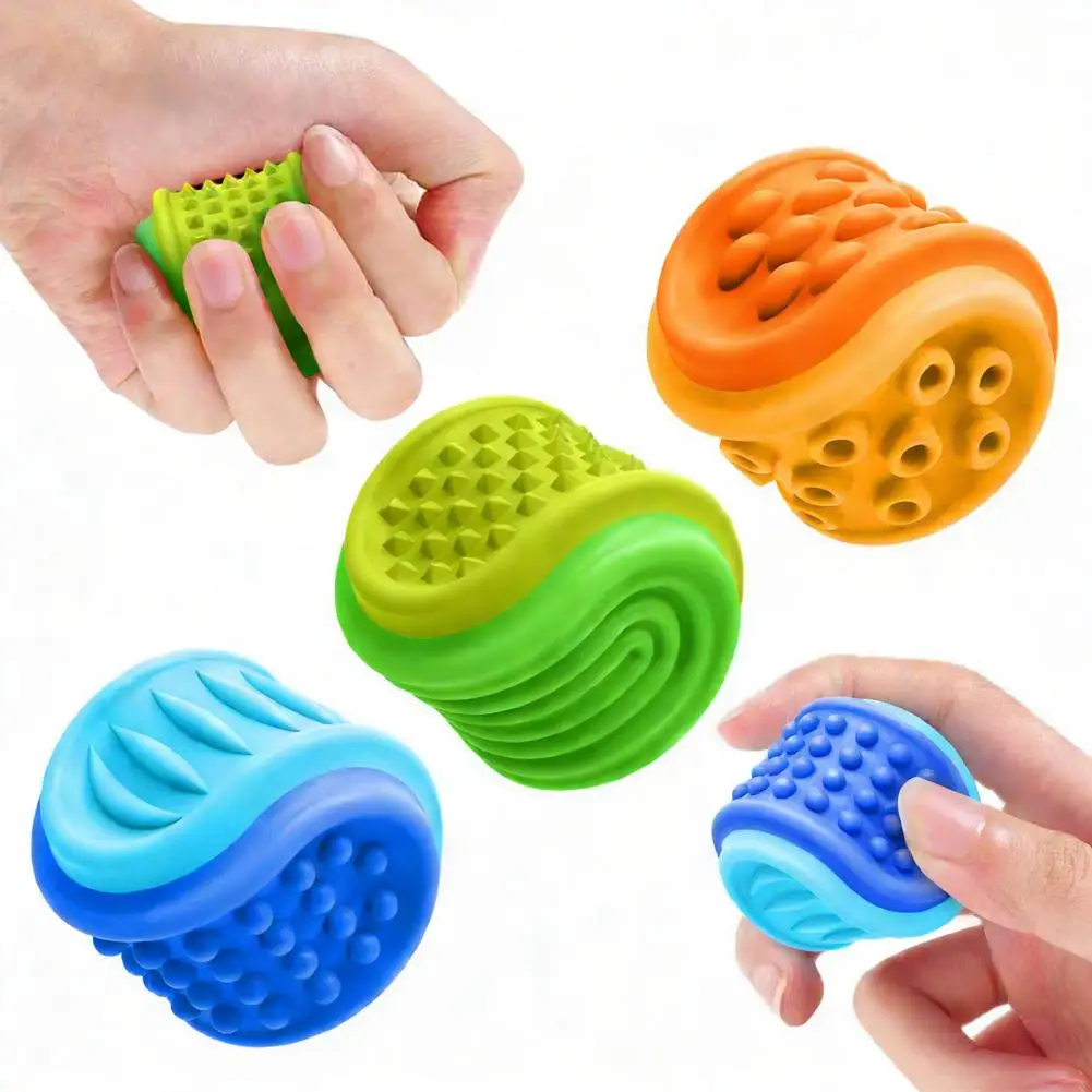 Textured Stone Toy Silicone Stone Fidget Toy Anxiety Relief Textured Ball Portable Worry Stone for Kids Teens Adults Stress