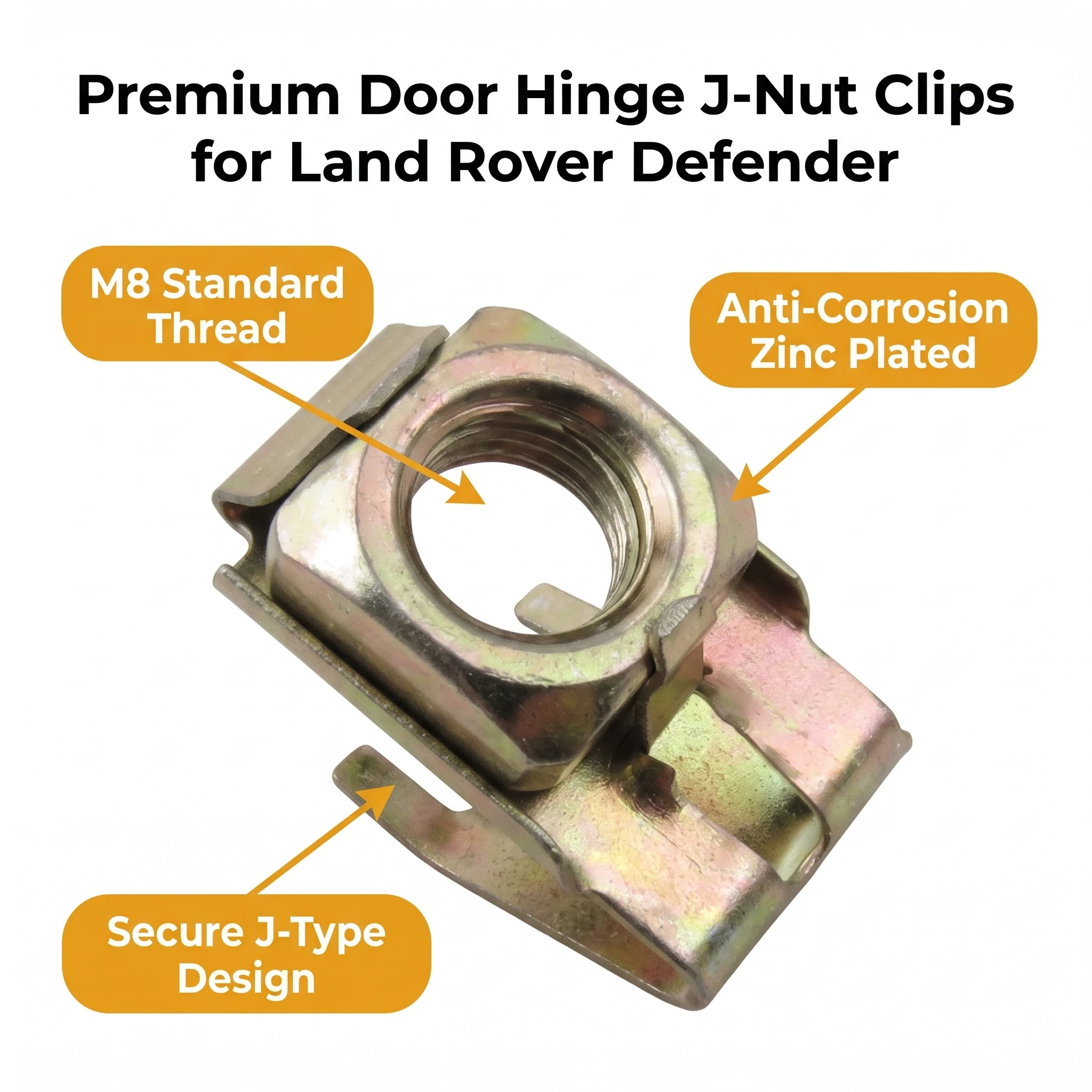 1/8/16 PCS Front Door Hinge Captive Nut J-Type for Land Rover Defender BYH500100 ASR1459 1998-2016 M8 Thread