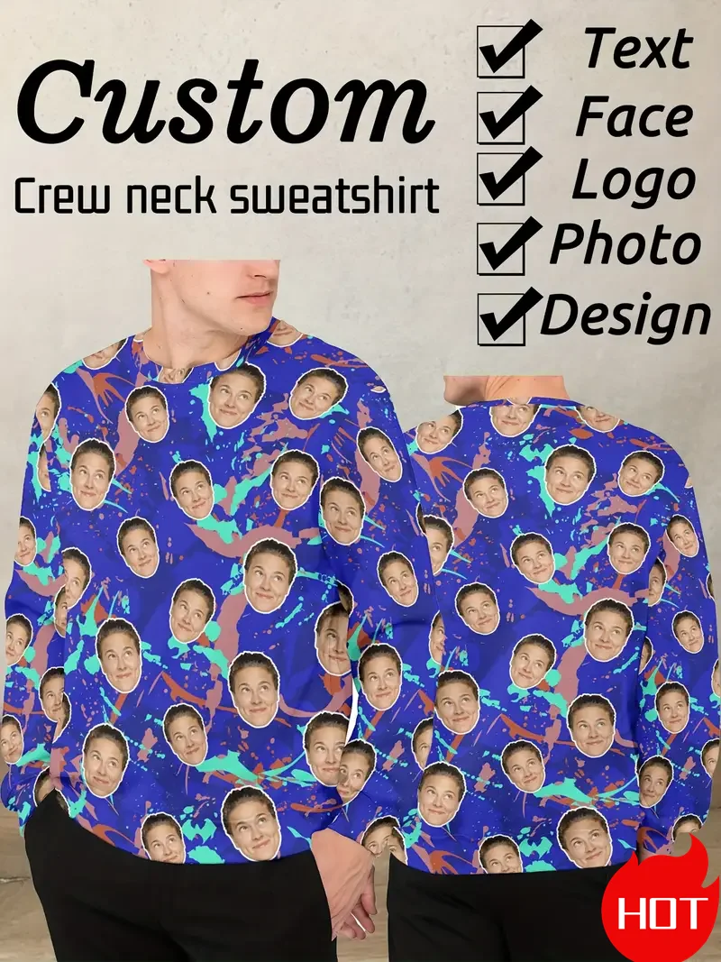 Personalized Diy Photo Sweatshirt Men Hoodie 3D Printed Pullovers Oversized Retro Mens Tops Autumn Winter 2025 New Male Clothes