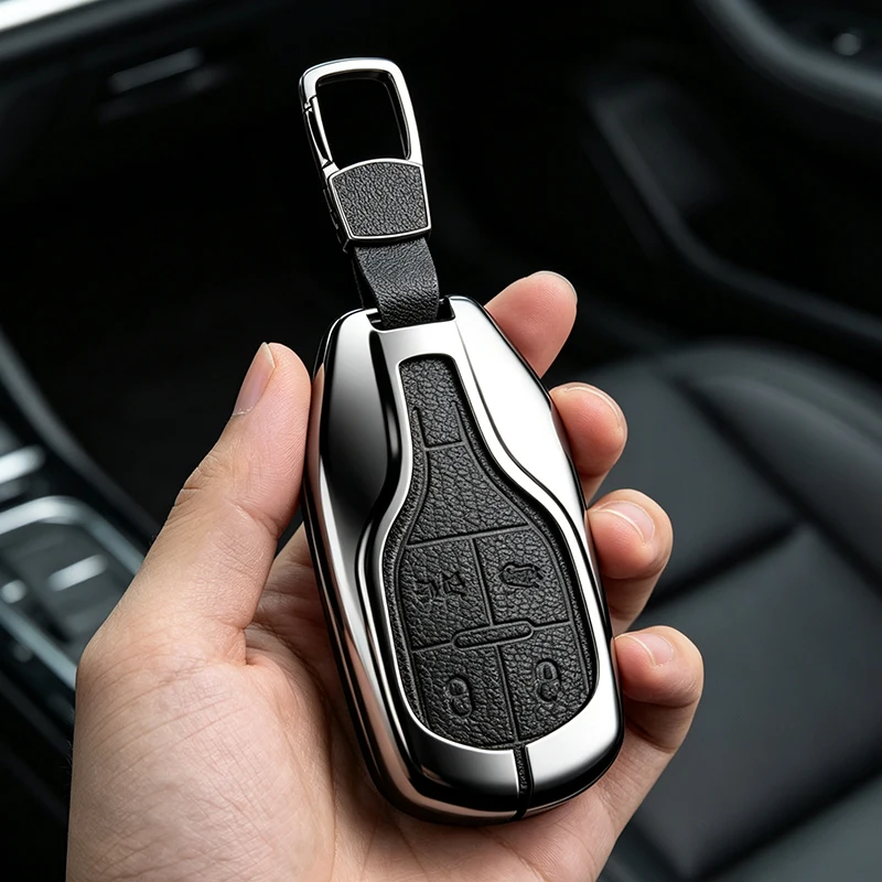 Zinc Alloy Leather Car Remote Key Case Cover For Maserati Levante Ghibli Quattroporte GT Granturism GranCabrio Protection Shell