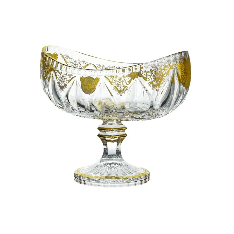 

Creative lead-free crystal glass with lid sugar jar fruit plate vase fruit bucket light luxury European ornament