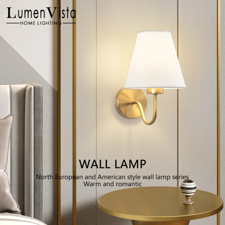 

LED Fabric Retro Wall Lamp Indoor Lighting Modern E27 Fabric Wall Lamp Family Bedroom Bedside Hotel Lamp