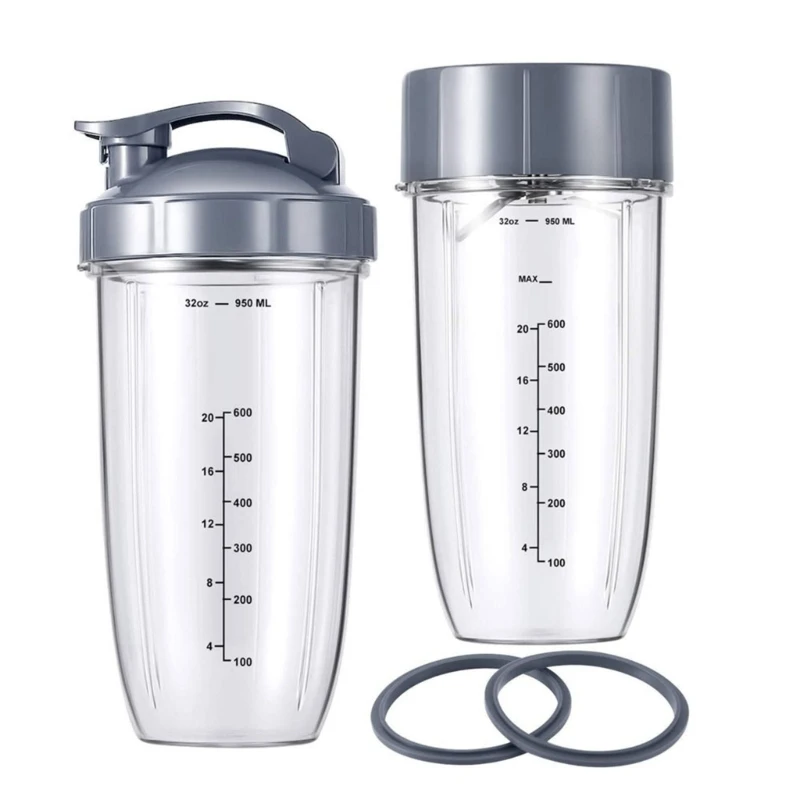 Replacement Cups with Lids and Rubber Gaskets for Nutribullet 900W Mixer Dropship