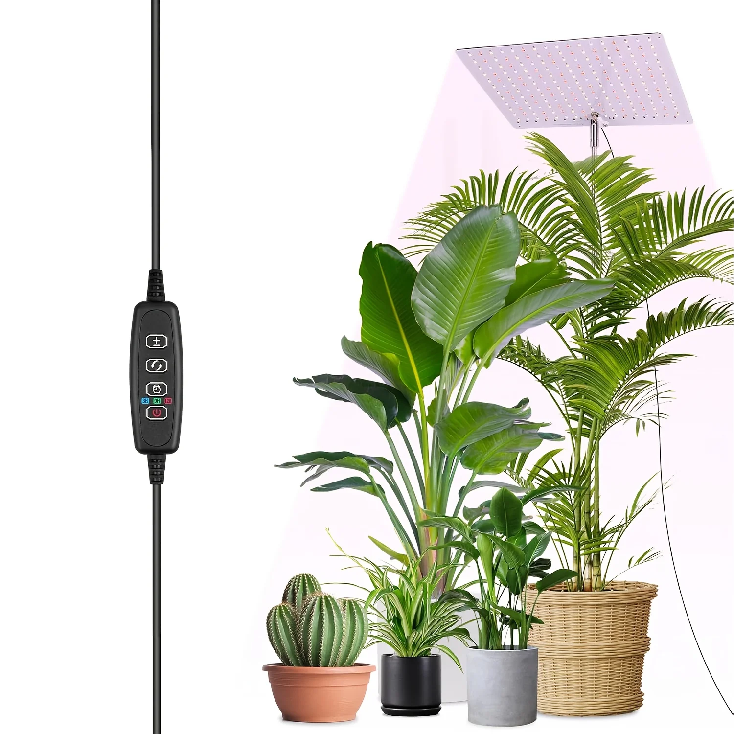 LED Grow Light, Adjustable Height (9-54in), Full Spectrum, 3 Modes, Auto Timer (3/9/12H), 5V USB