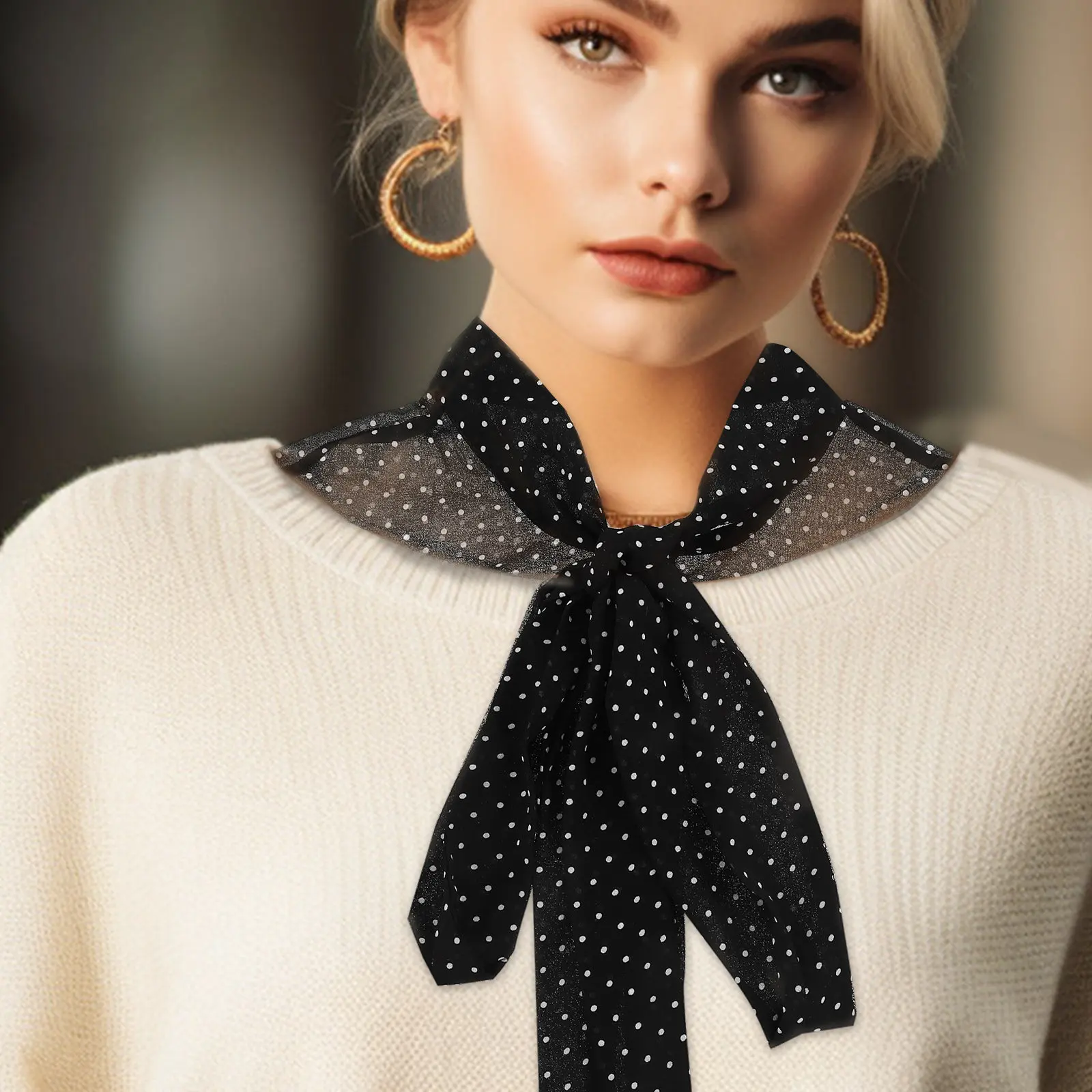 

Women's Detachable Lace Collar Black Dots Fake Blouse Insert Removable Half Shirt Decorative Fashion Elegant Versatile Outfit