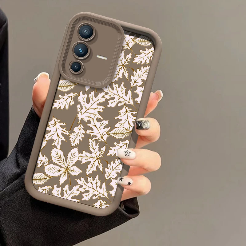 Leaves Pattern Phone Case For Vivo V70 FE V60 Lite V50 V40 Pro V30 SE V29E V29 V27E V25 V23 Shockproof Silicone Matte Soft Cover view 5