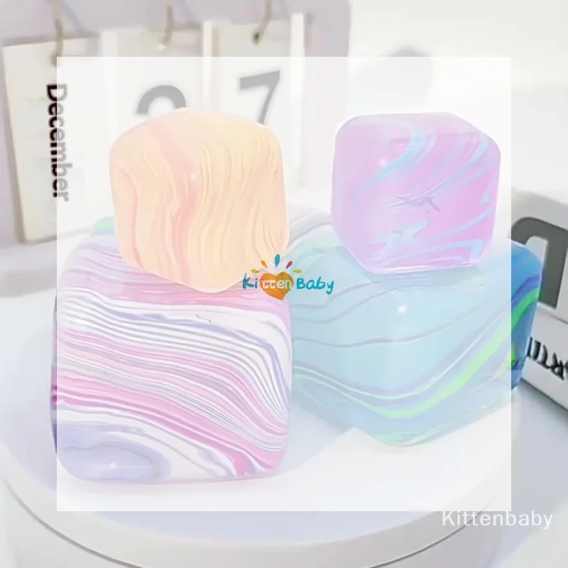 5.5cm Squeeze Toy Stress Toys Flow Pattern Ice Cube Pinch Decompression Toy Cube Pinch Cube-shaped Squeeze Stress Relief Toy