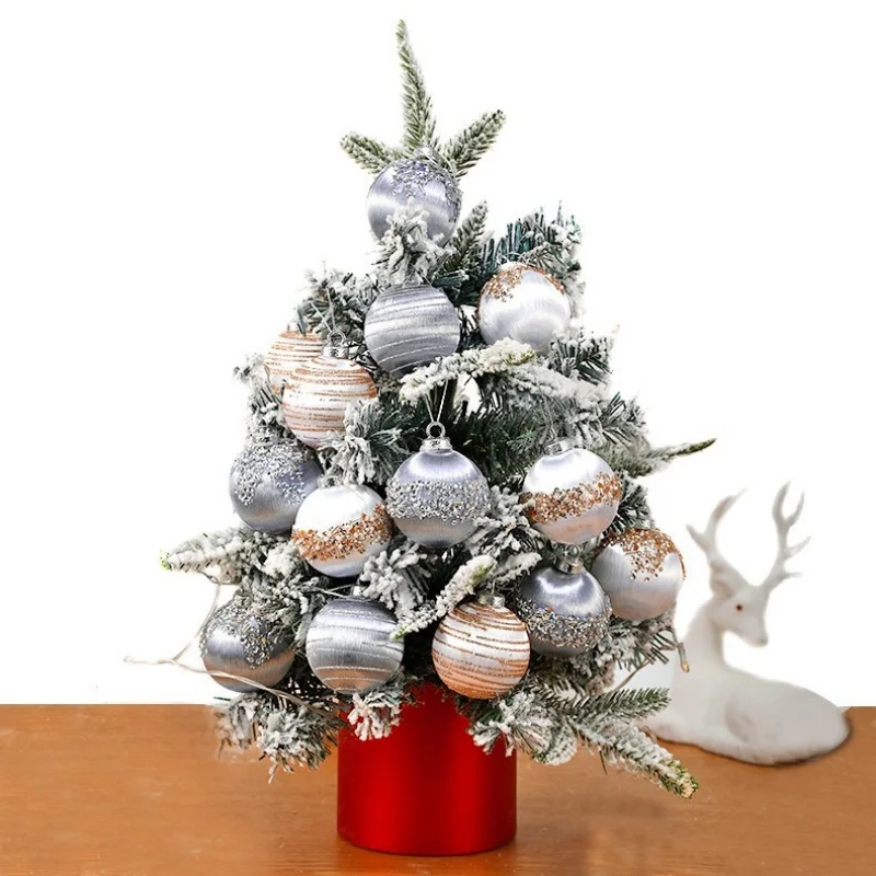 6PCS/Box Christmas Decorations 8CM Silk Thread Christmas Ball Christmas Tree Decoration Pendant Supplies