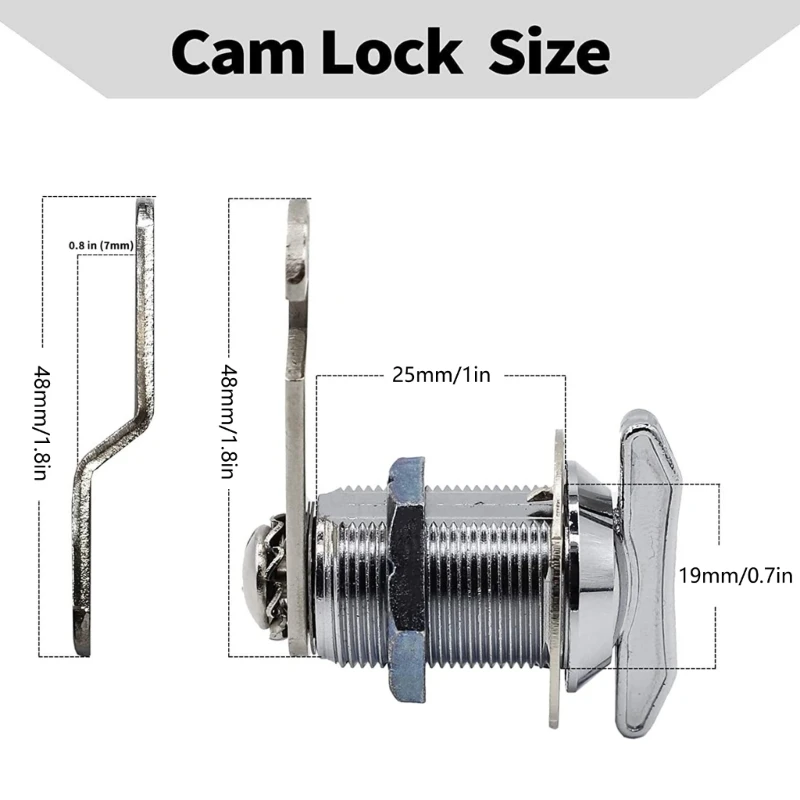 Keyless Thumb Turn Cams Lock Latches 1inch/5/8 Inch Offset Steel Lock Thumb Operate Cabinet Lock for Cabinet Mailbox Drawe A0KF