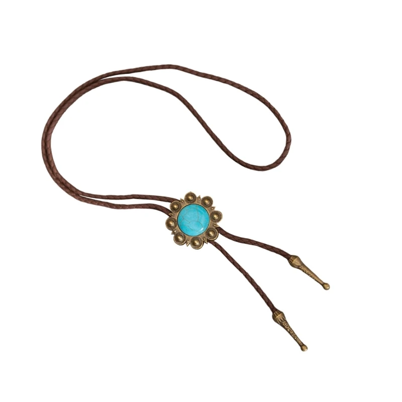 Western Turquoise Pendant Neckwear Formal Bolo Tie Music Concert Bolo Tie Rodeos Necktie Shirt Bolo Tie Costume Dropship