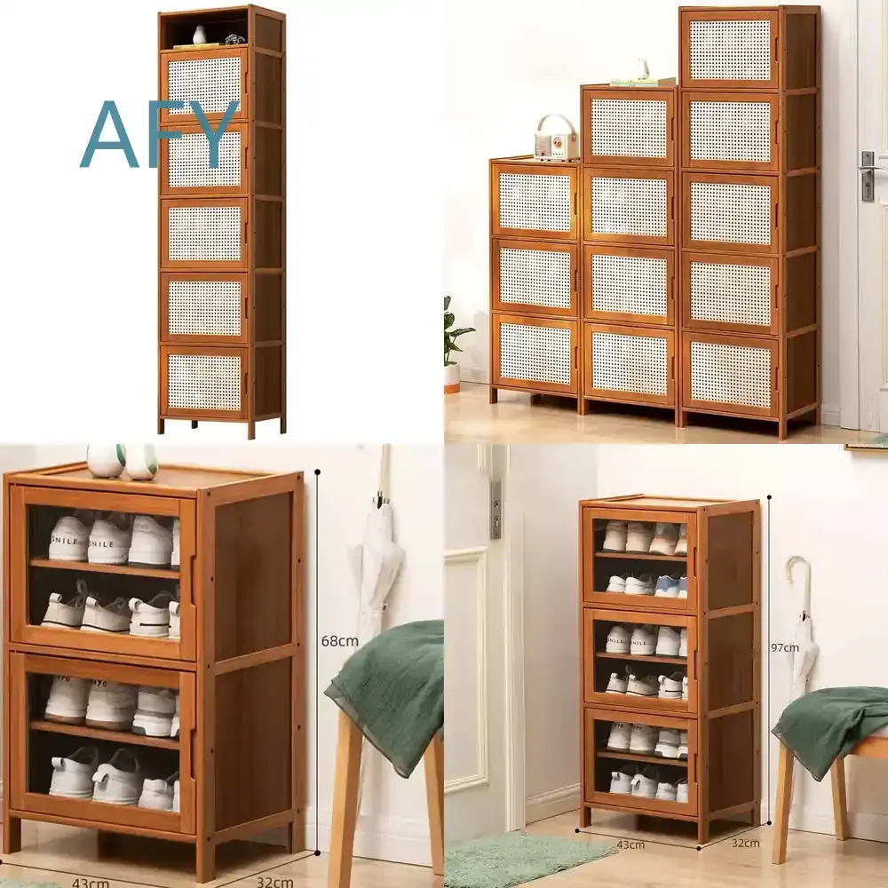 Fashion Nordic Organizer Shelf for Entryway Shoe Rack Multi Layer Small Household Minimalist Bamboo Cabinets Narrow Furniture