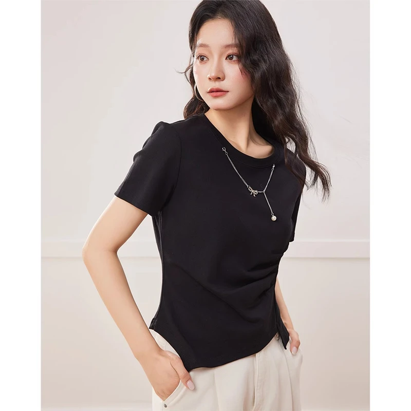 

plus Size Women's Cotton T-Shirt Short Sleeve Commute Fashion Korean Style Small Audience Design Summer New Arrival