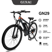 GUNAI GN29-2 Adult Electric Bike 750W Electrical Road Bicycle 48V 15Ah MTB E-bike 29\