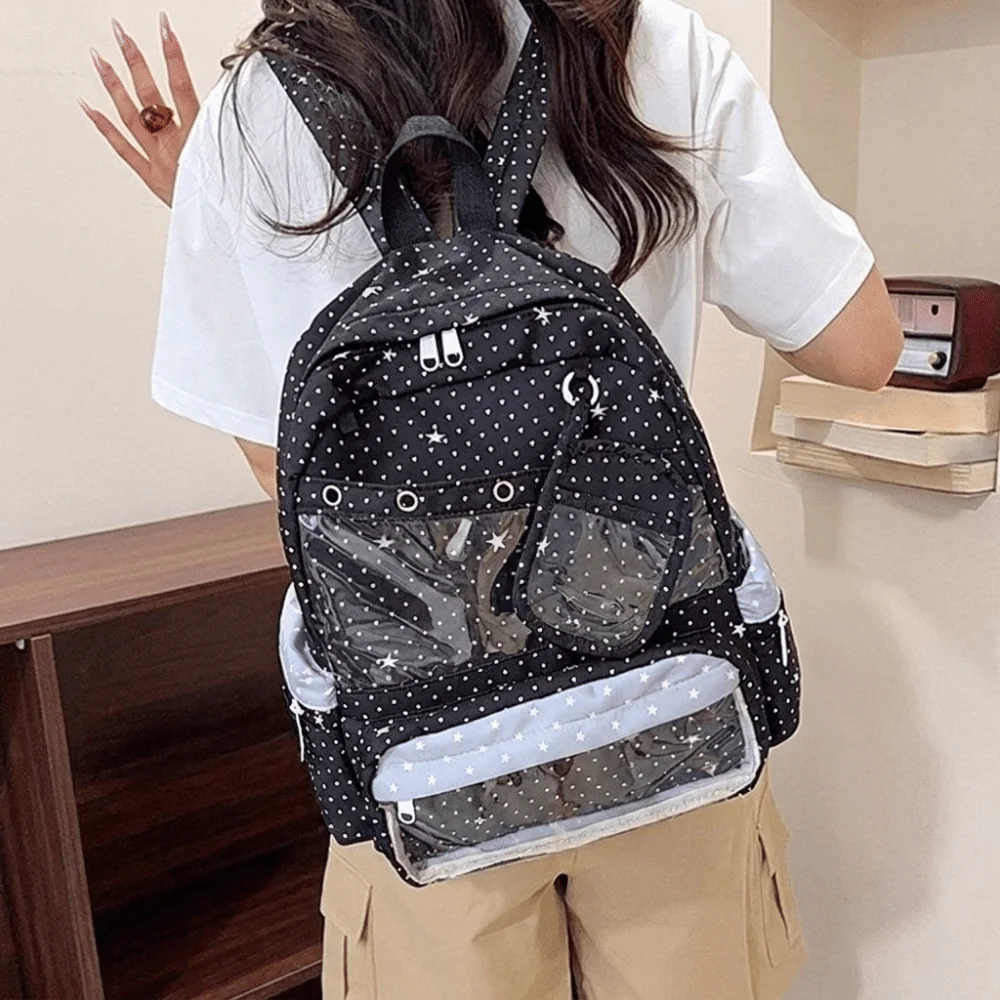 Personality Transparent Polka Dot Backpack Lolita Itabag Student School Bag Large Capacity Rucksack Transparent Ita Bag Girl