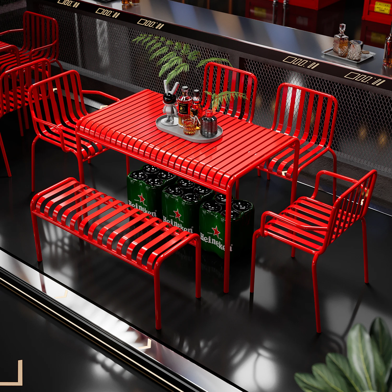 

Industrial Style Outdoor Leisure Chair Cafe Garden Bench Internet Celebrity Courtyard Balcony Iron Chair Dining Room Furniture