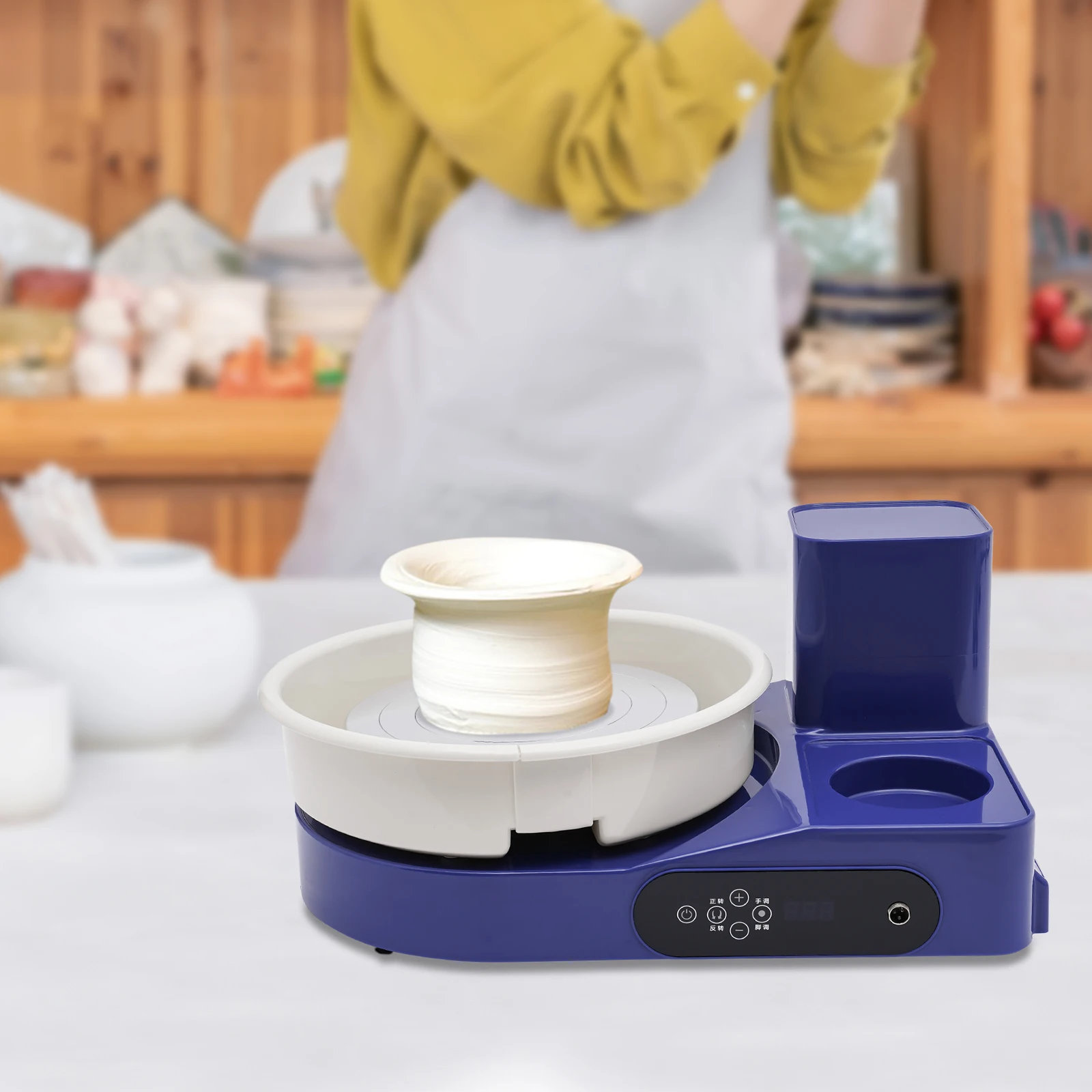 

Table Top Pottery Wheel, Electric Pottery Machine with Detachable Basin, Ceramic Machine with Foot Pedal & LCD Screen,family