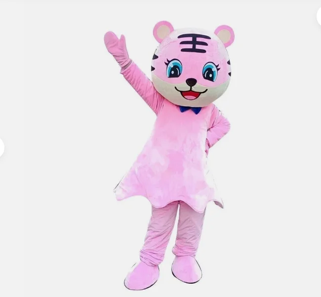 

New Adult Hot Sale LOVE Festival Pink Tiger Mascot Costume Christmas Fancy Dress Halloween Mascot Costume Free Ship