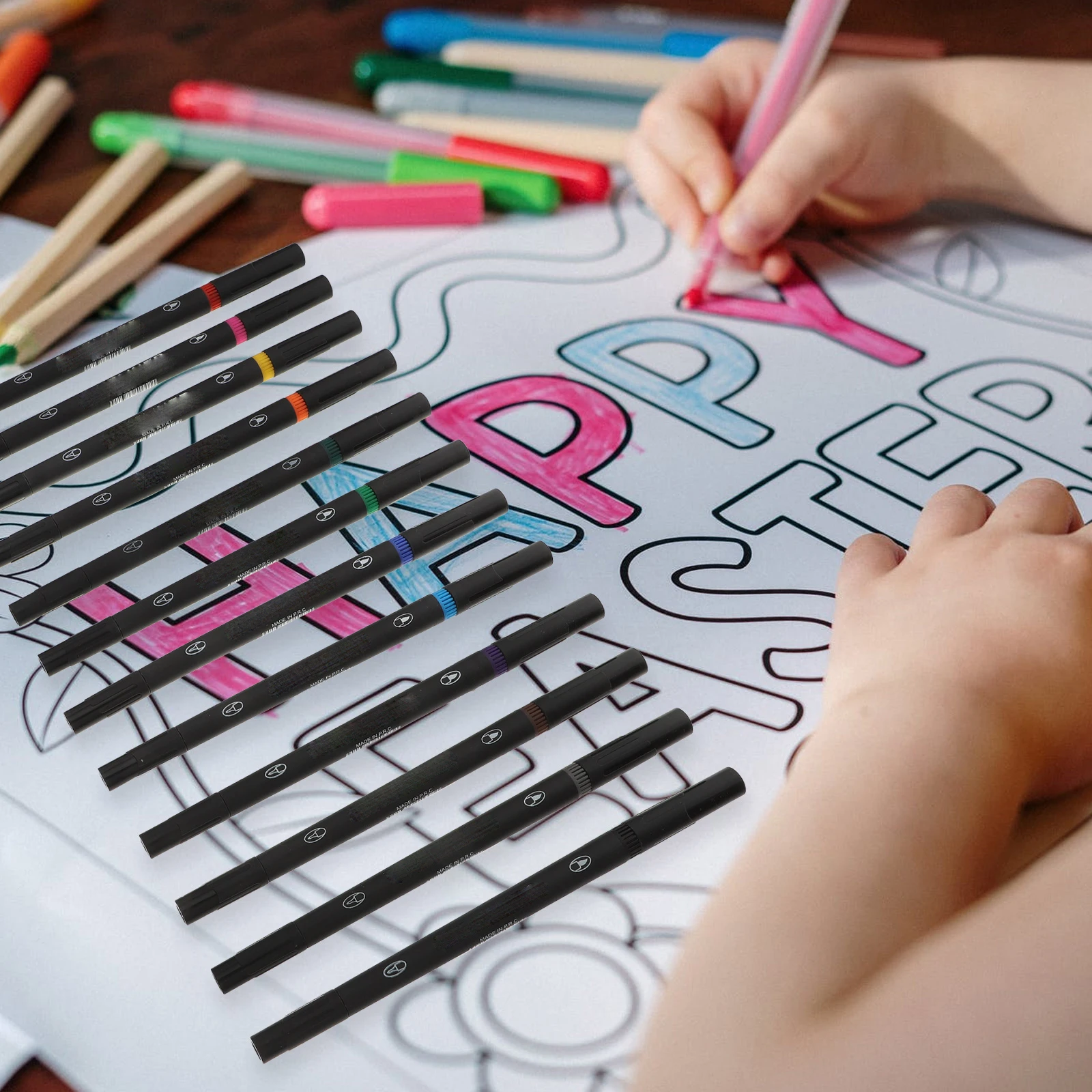 Rotuladores de doble cabeza para estudiantes, herramientas de dibujo artístico de línea de precisión, escritura suave, pintura creativa, 12 Uds.