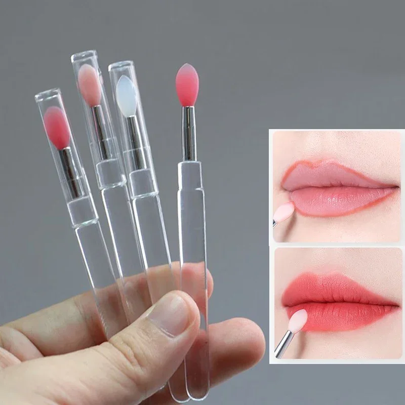 Escova labial portátil de silicone com tampa, aplicador multifuncional macio, pincéis de maquiagem Lipgloss, bálsamo labial, 1 pc, 3 pcs, 5pcs