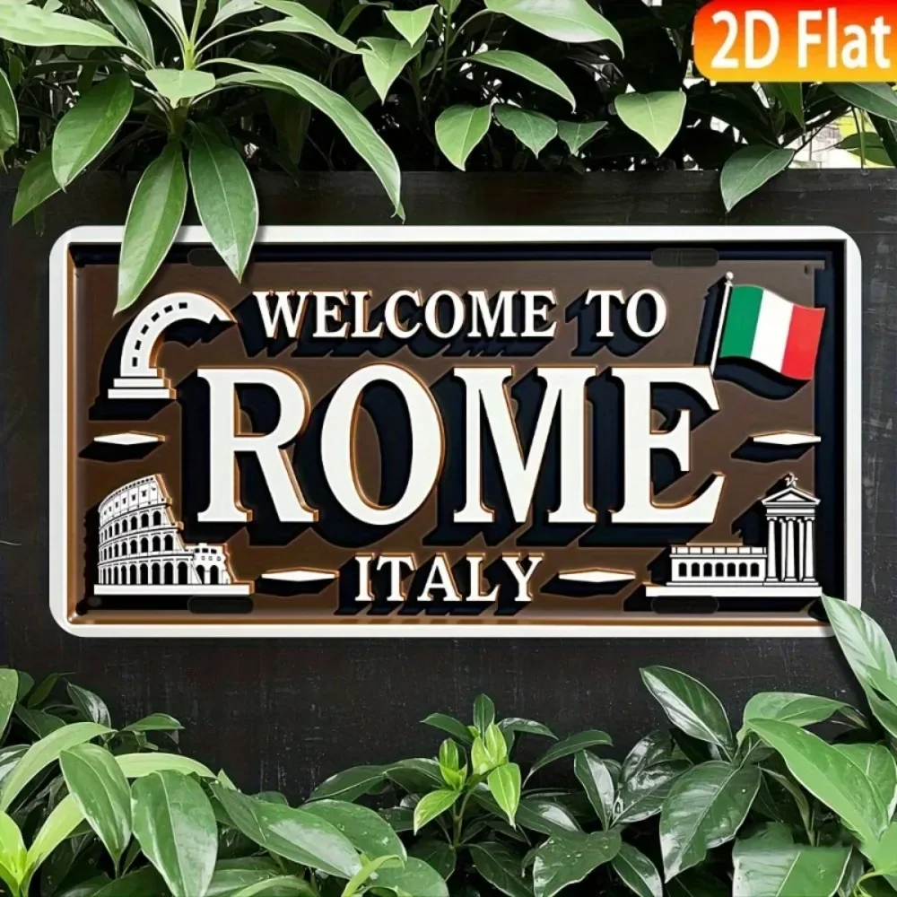 CIFBUY Vintage Aluminium-Wandkunst „Italien Rom“, 15,2 x 30,5 cm, wasserdicht, langlebig, rostfrei, Metallschild für die Wanddekoration zu Hause