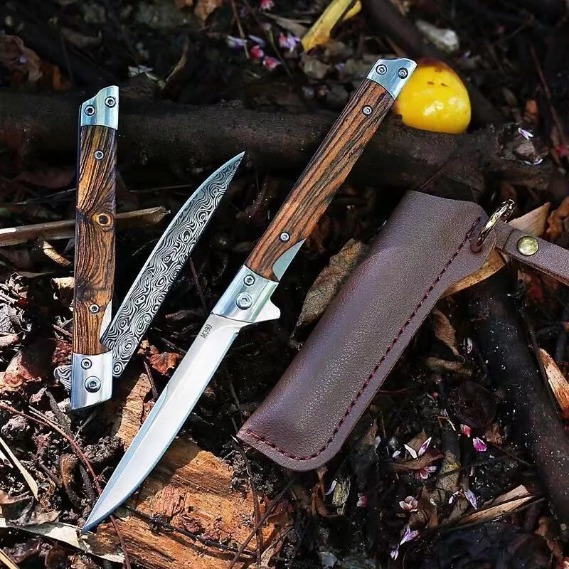 Multi-Purpose Outdoor Camping Folding Knife Stainless Steel Portable High Hardness Folding Knife Damascus Pattern Folding Knife image 5