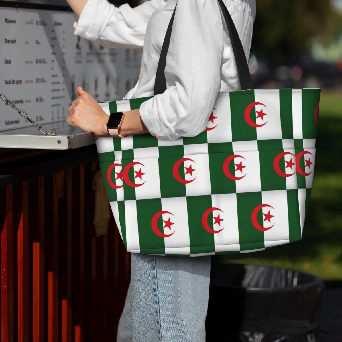 Algeria Official Flag Of Algeria Beach Tote Bag Sport Gym Yoga Duffle Large Tote Bag Women Travel Bag Fitness bag