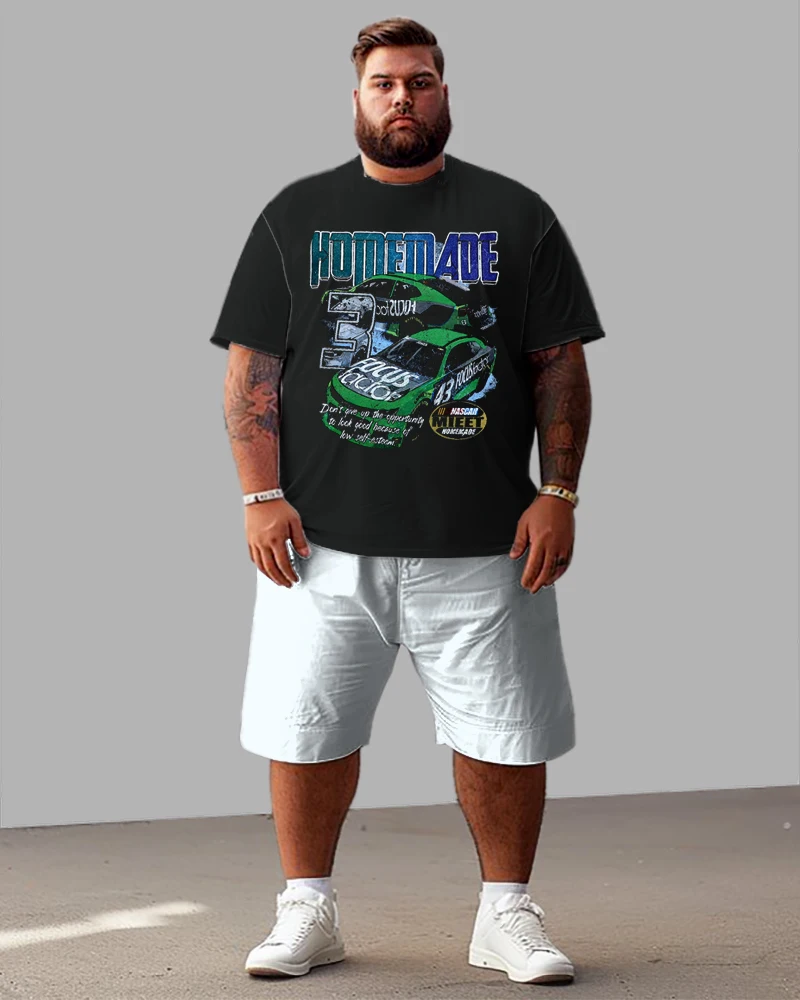 Biggmans T-Shirt Plus Size Set L-9Xl for Summer Clothing Oversize Suit Men's Large Block Street Short Shirt Shorts 7XL 8XL 9XL