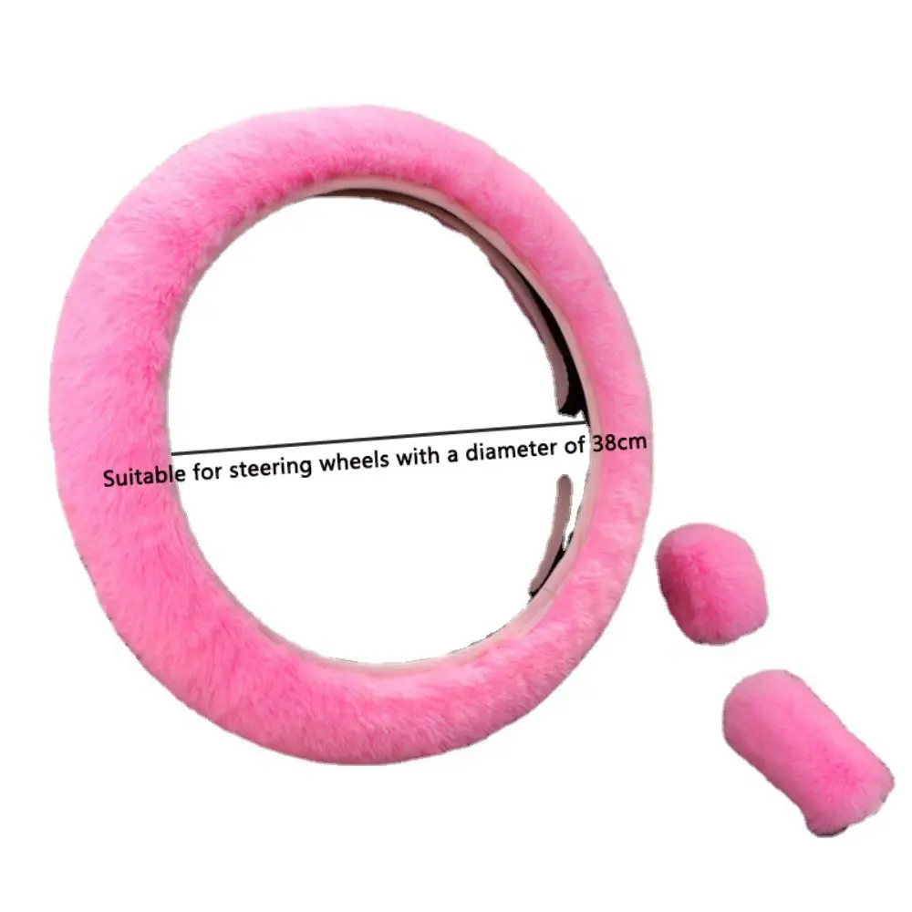 6Pcs/Set Soft Fluffy Plush Car Steering Wheel Cover Seat Belt Shoulder Pads Winter Auto Center Armrest Cove Car Accessory Warm