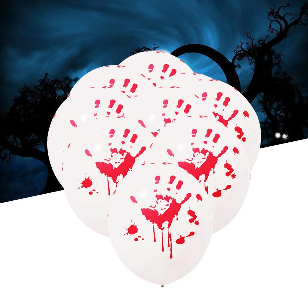 

24Pcs Blood Handprint Balloons Halloween Red Latex Balloon Set for Party Decoration Supplies Handprints Balloons