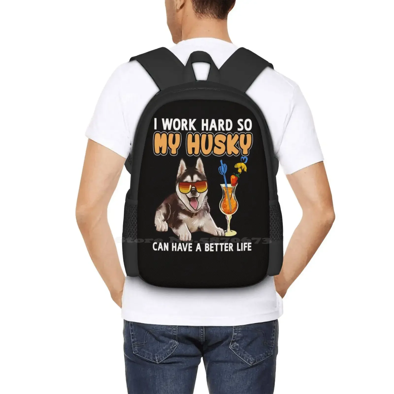 قميص هاسكي مضحك تصميم عشاق الهاسكي "أنا يعمل بشكل جيد حتى أستطيع أجشتي أن تتمتع حياة أفضل" حقيبة مدرسية رائجة البيع حقائب الظهر على الموضة #6