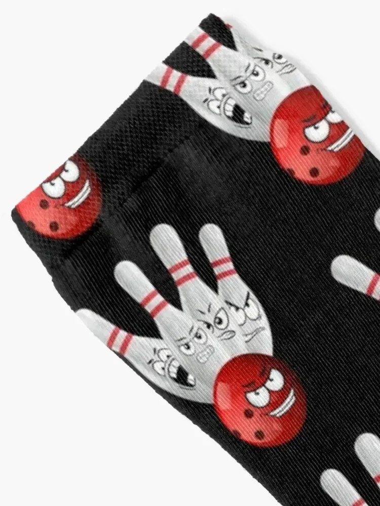 FunnyBowling ball evil face and Angry Bowling pins target Socks anti-slip anti slip football Ladies Socks Men's