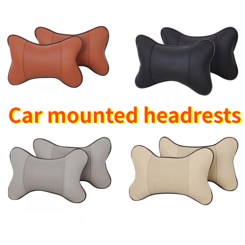 Car Headrests Genuine Leather Car Headrests To Protect The Neck Waist Relieve Soreness with Detachable Straps Seat Accessories