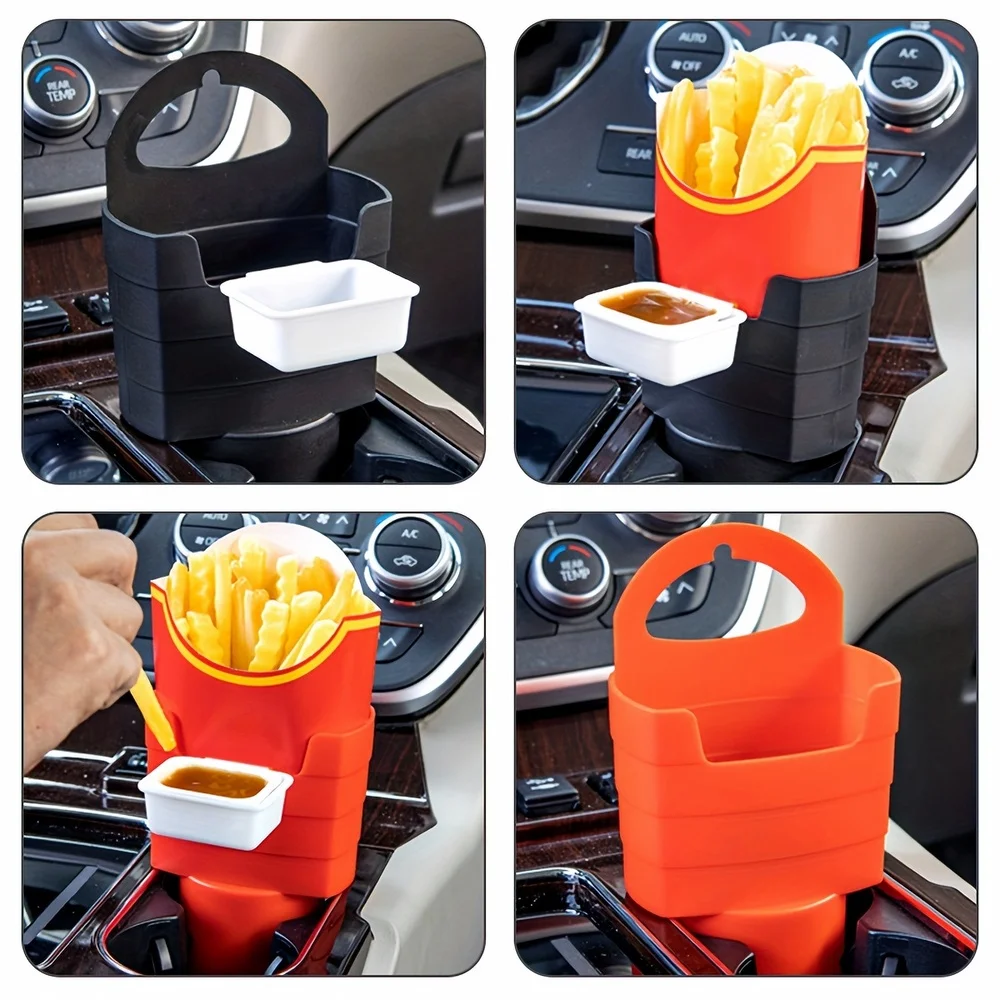 Car Multifunctional Snack, French Fries, Seasoning Storage Rack, Multifunctional Fried French Fries Cup Holder, Ketchup Tray