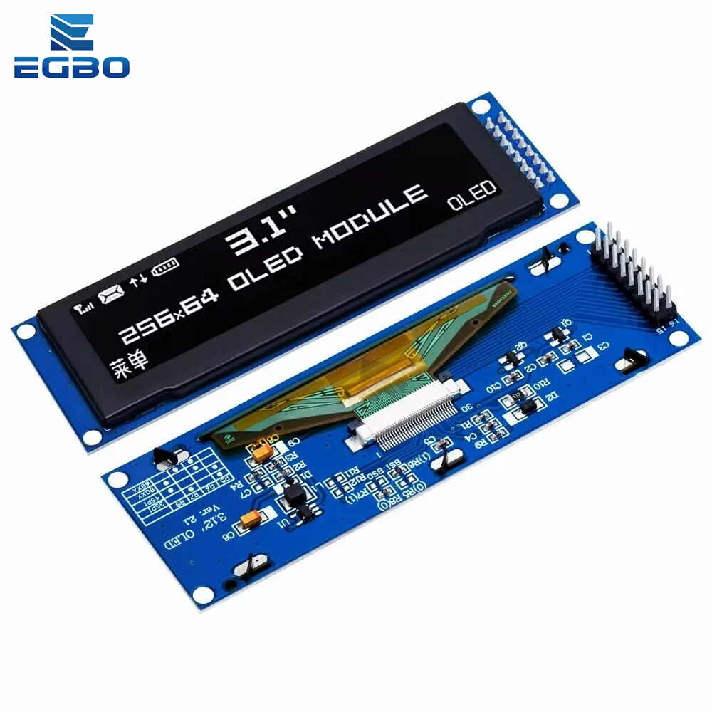 EGBO 리얼 OLED 디스플레이, 3.12 인치 256x64 25664 도트 그래픽 LCD 모듈 디스플레이 스크린, LCM 스크린, SSD1322 컨트롤러, 지지대 SPI
