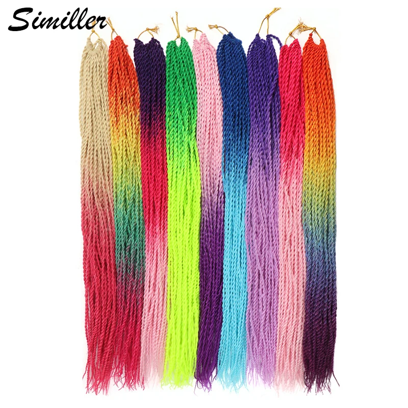 

Similler Box Braid Crochet Braiding Hair Extension Ombre Black Brown Synthetic Braided Hair Long 2x Crochet Braids Afro