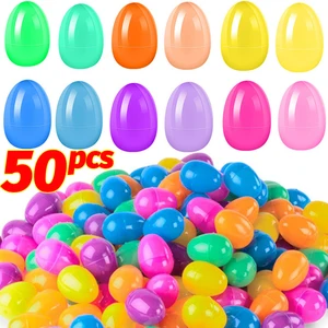 50/10pcs Pascua huevos relleno colorido de plástico de plástico creativo caja de regalo de pascua juguetes para la fiesta de la boda de la boda decoración de la fiesta de cumpleaños de la boda 8 mejores huevos falsos de ventas - №4