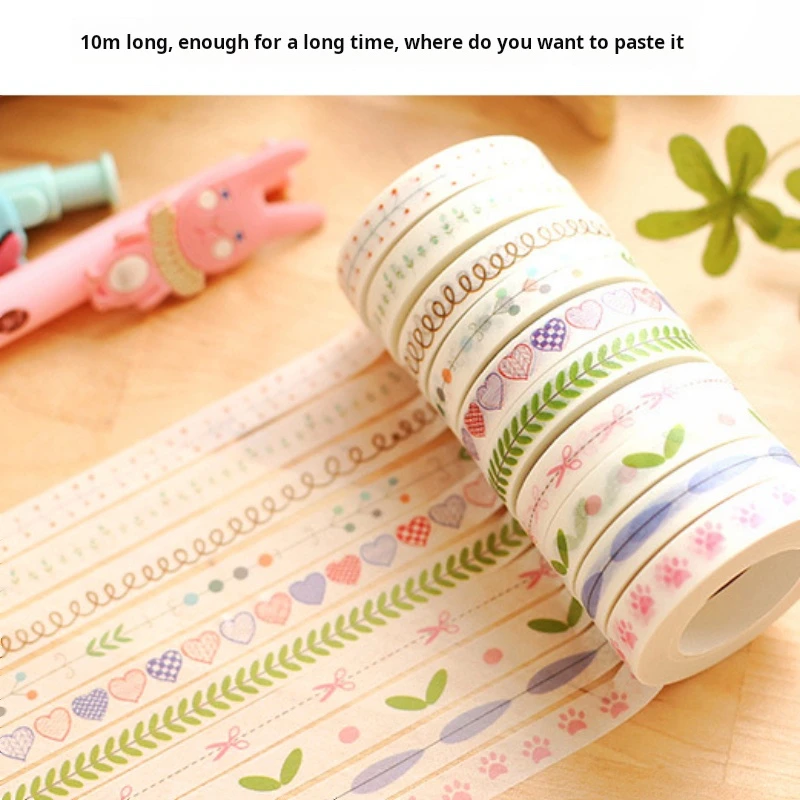 1Pcs 8mm X 10m Creative Colorful Flower Plants Decorative Adhesive Tape Masking Washi Tape DIY Scrapbooking Sticker Label School