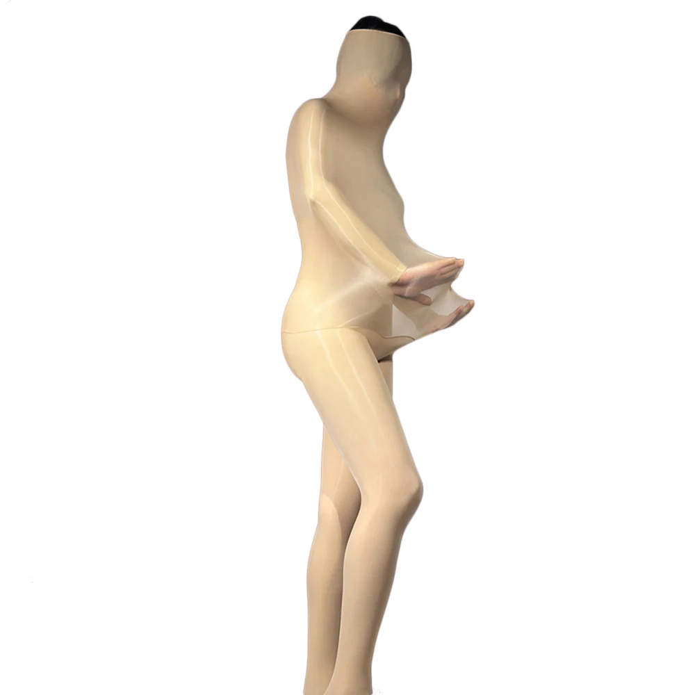 Women Unisex Sexy Oil Shiny Bodysuit Sheer See Through Body Pantyhose Tights Cocoons Body Stocking Elastic Yoag Leotard Bodycon - view 5