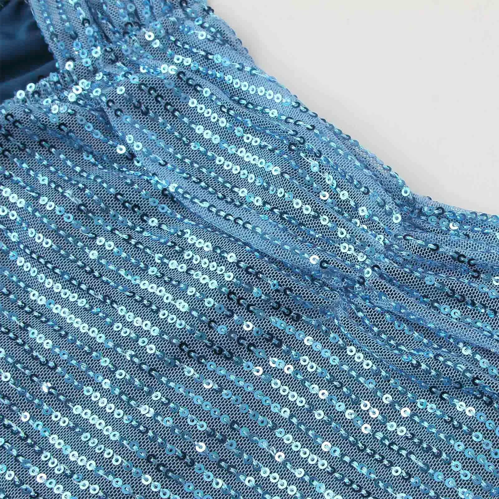 Abiti da ballo da donna con spalle scoperte Abiti eleganti da sera solidi con paillettes Abiti da cerimonia maxi con paillettes divisi da donna