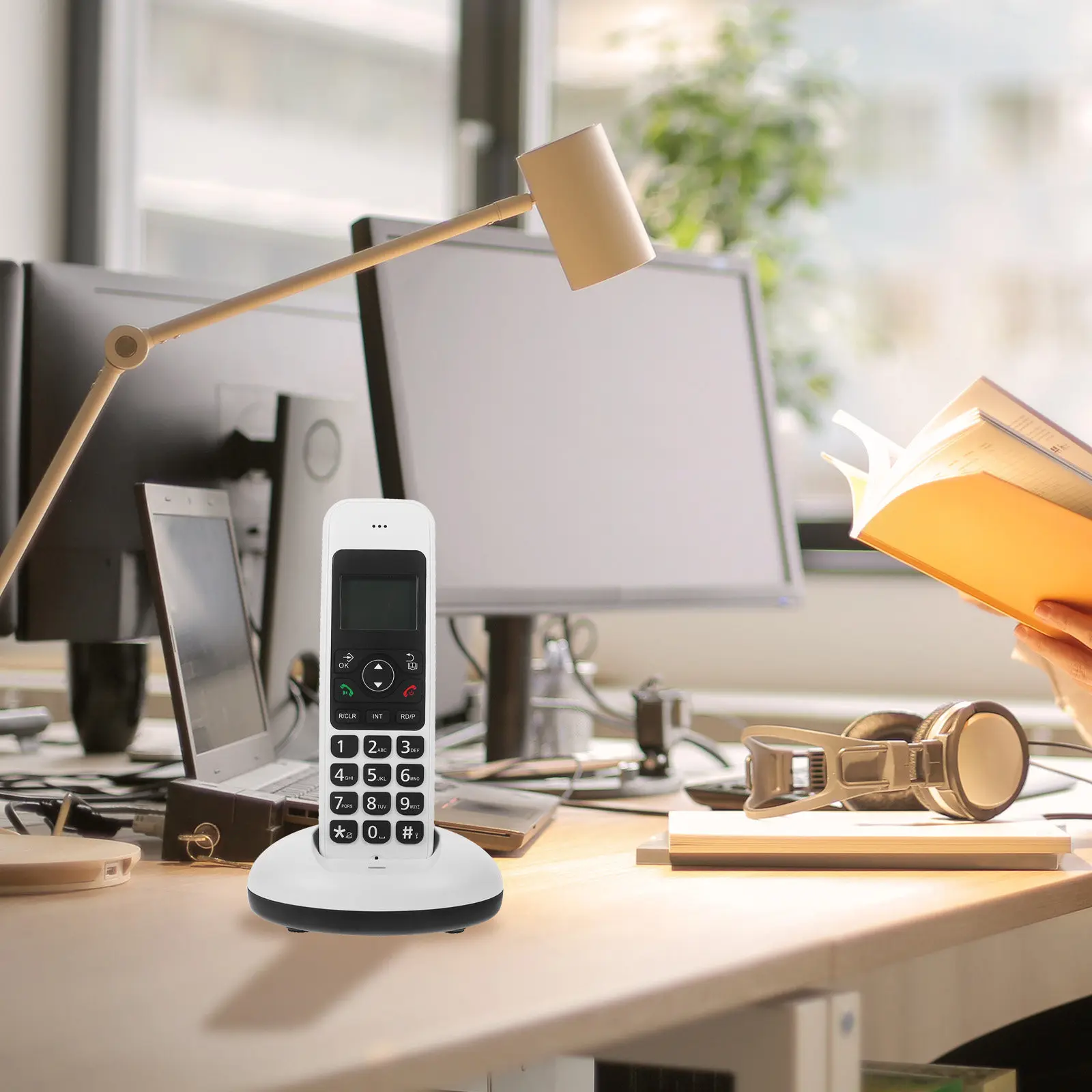 

Digital Cordless Telephone Large Buttons Expandable for Home Office Use Clear LCD Display Landline Phone System