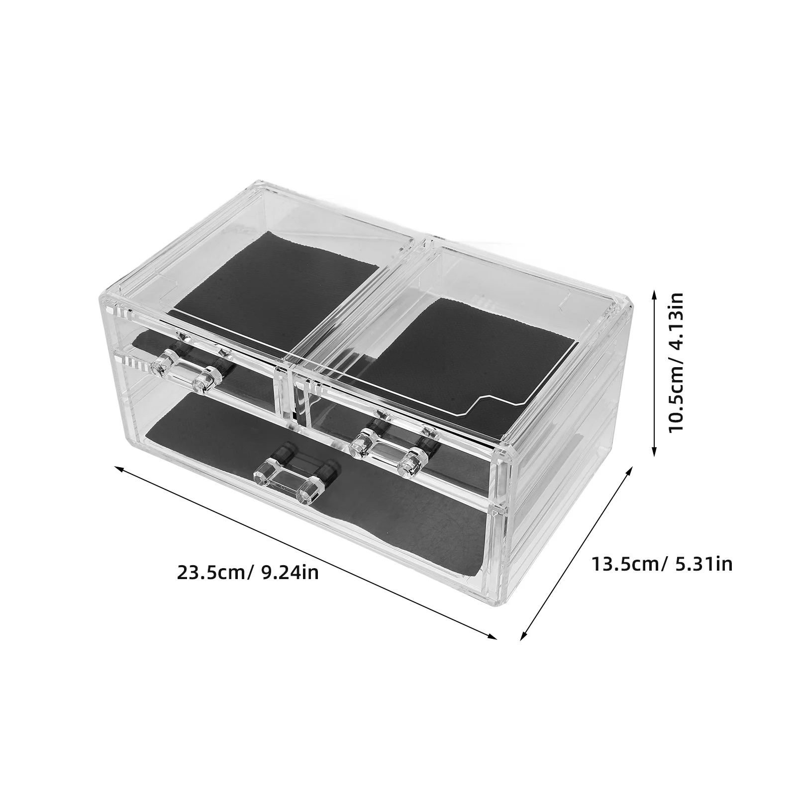صندوق تخزين شفاف لمنظم المكياج بثلاثة أدراج من الأكريليك لمنتجات العناية بالبشرة على سطح المكتب ومنظمات الأدراج الشفافة #6
