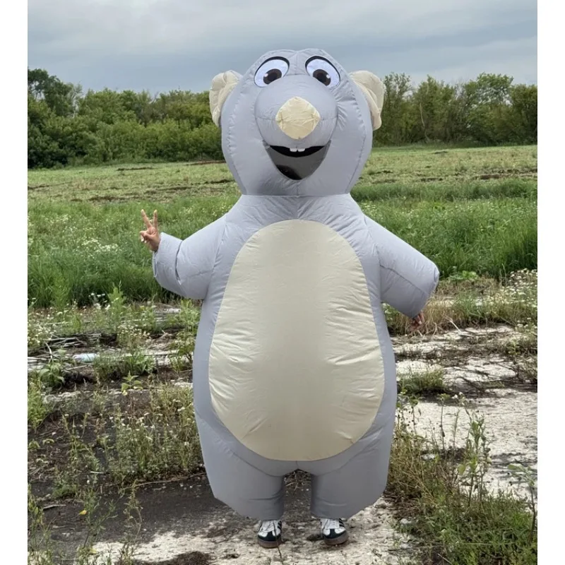 زي فأر قابل للنفخ للبالغين، بدلة فأر قابلة للنفخ، فستان مضحك لحفلات الهالوين، زي أداء حفلات العطلات