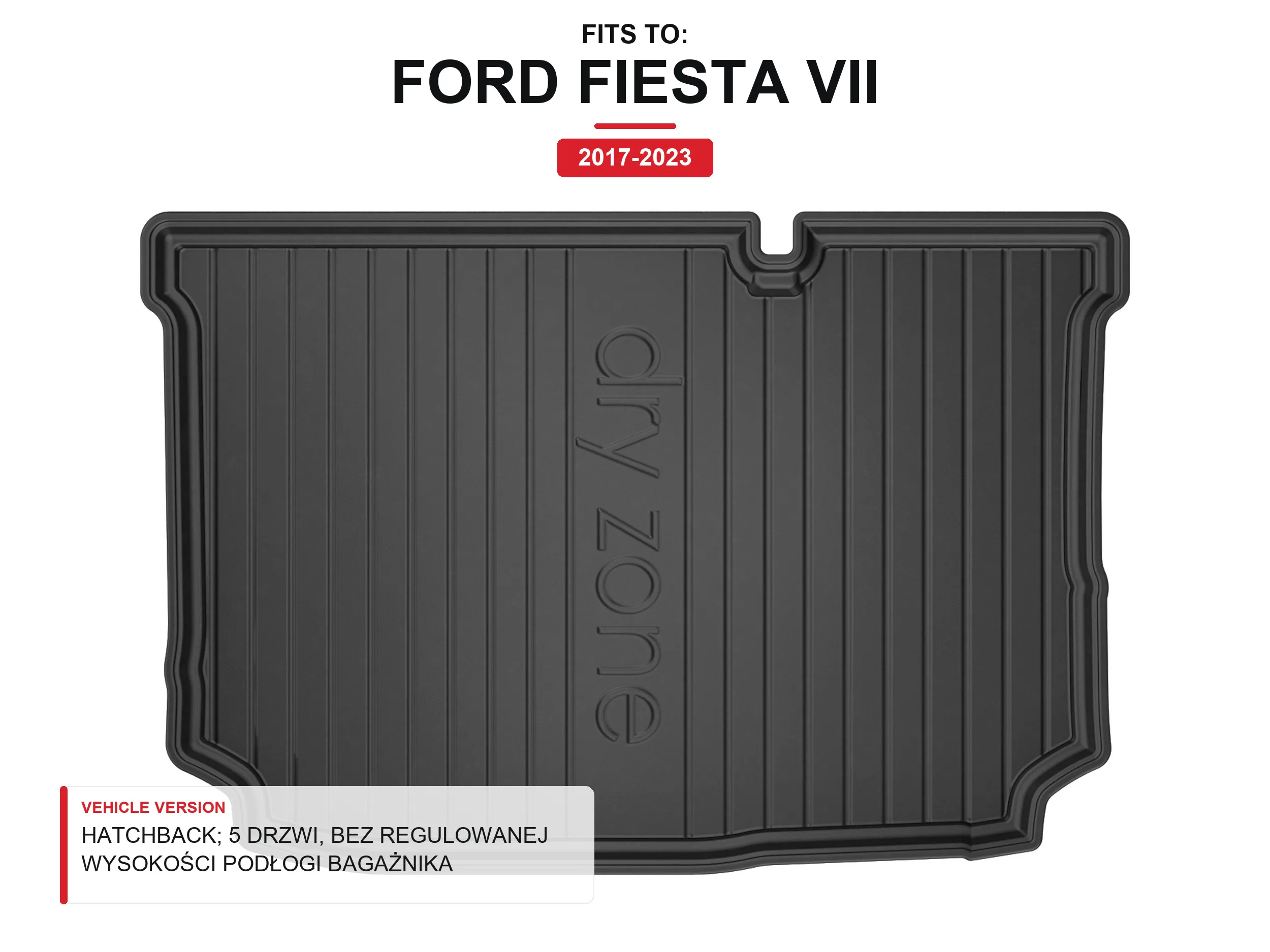 Tpe Dryzone kofferbakmat voor: Ford Fiesta Vii 2017-2023 Hatchback