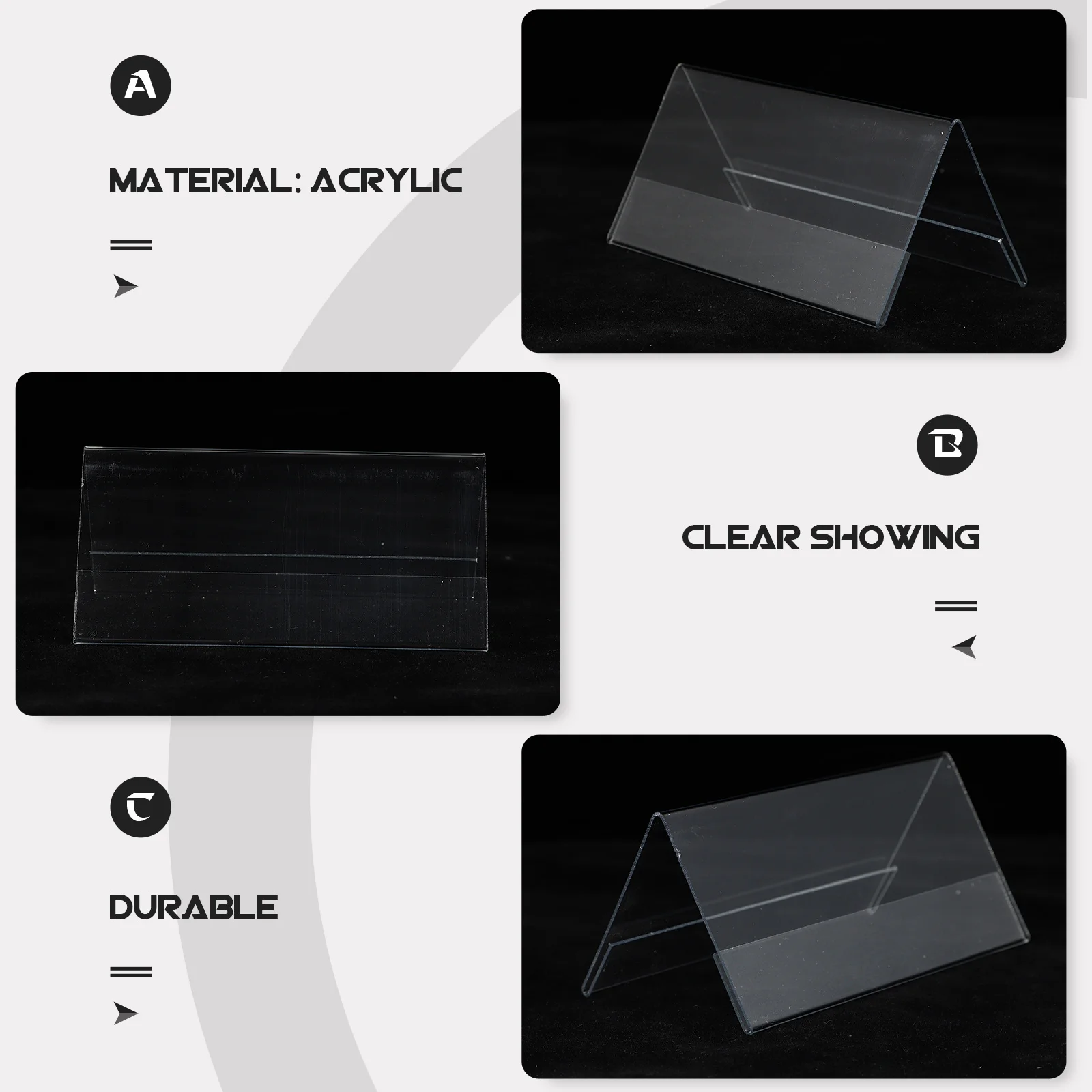 

5pcs Acrylic Display Stands Transparent Guest Name Rack Sign Holder For Conference Desk Name Tag Display Stand Clear Double