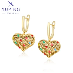 Xuping Jewelry Charm Fashion Copper Alloy Love Heart Light Gold Color Hoop Earrings for Women Girl Party Gift X000909413