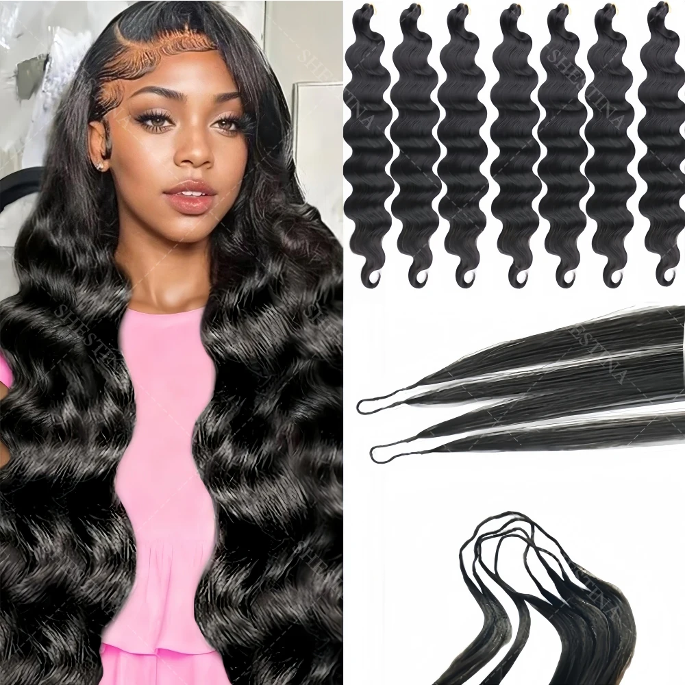 

Бразильские накладные волосы Body Wave, без узлов, предварительно разделенные, для плетения крючком, легкие, для богемных причесок