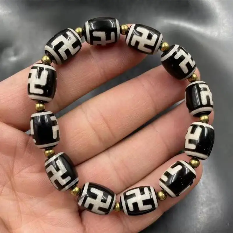 

Tibetan Buddhism Dzi Beads Bracelet Men Women Healing Gemstone Fine Jewelry Genuine Tibet Old Agate Buddhist Amulet Bracelets