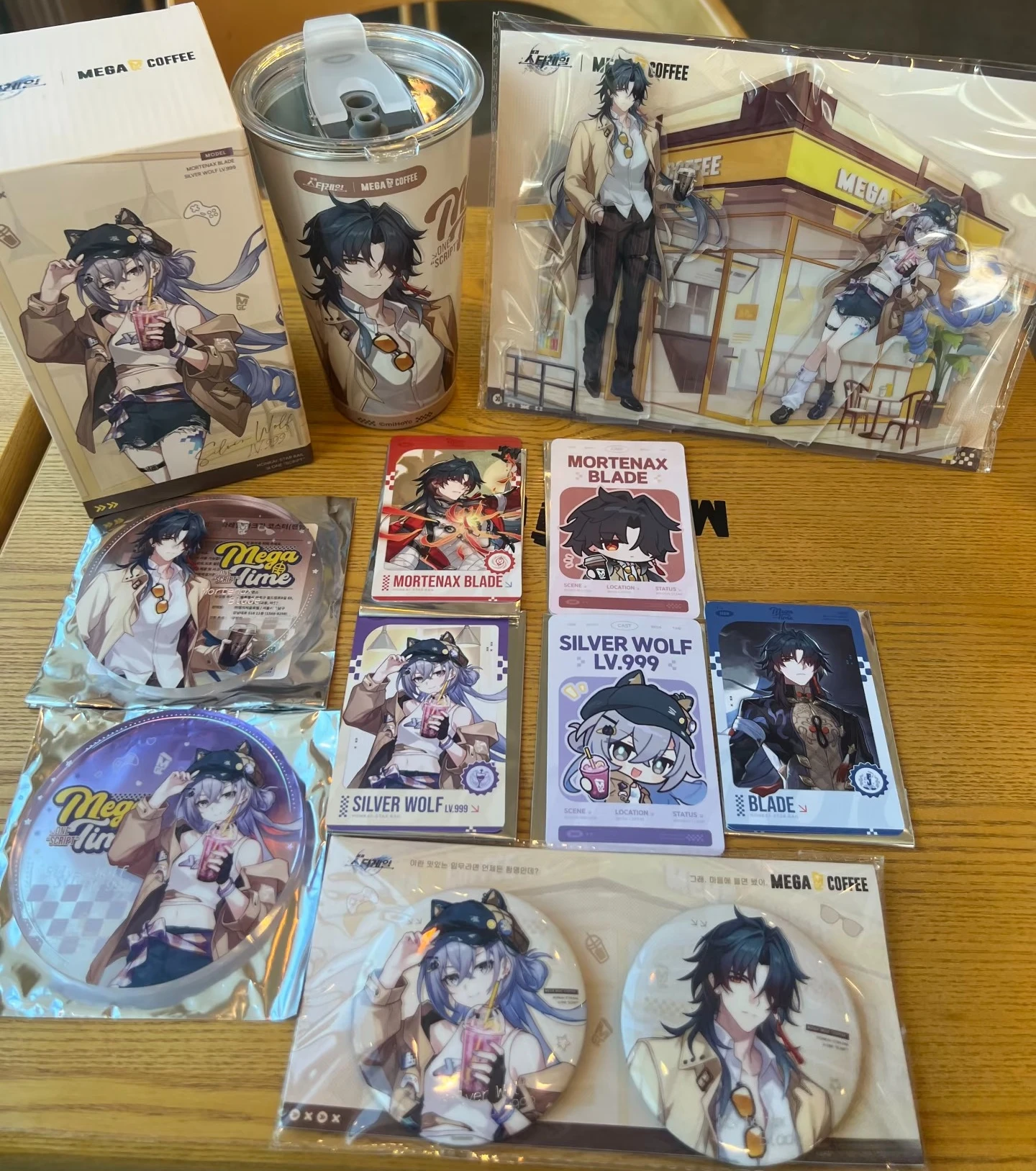 Official Collab Anime Blade Silver Wolf X MEGA Coffee Cosplay Badge Acrylic Stand Mouse Pad Temperature Sensitive Cup